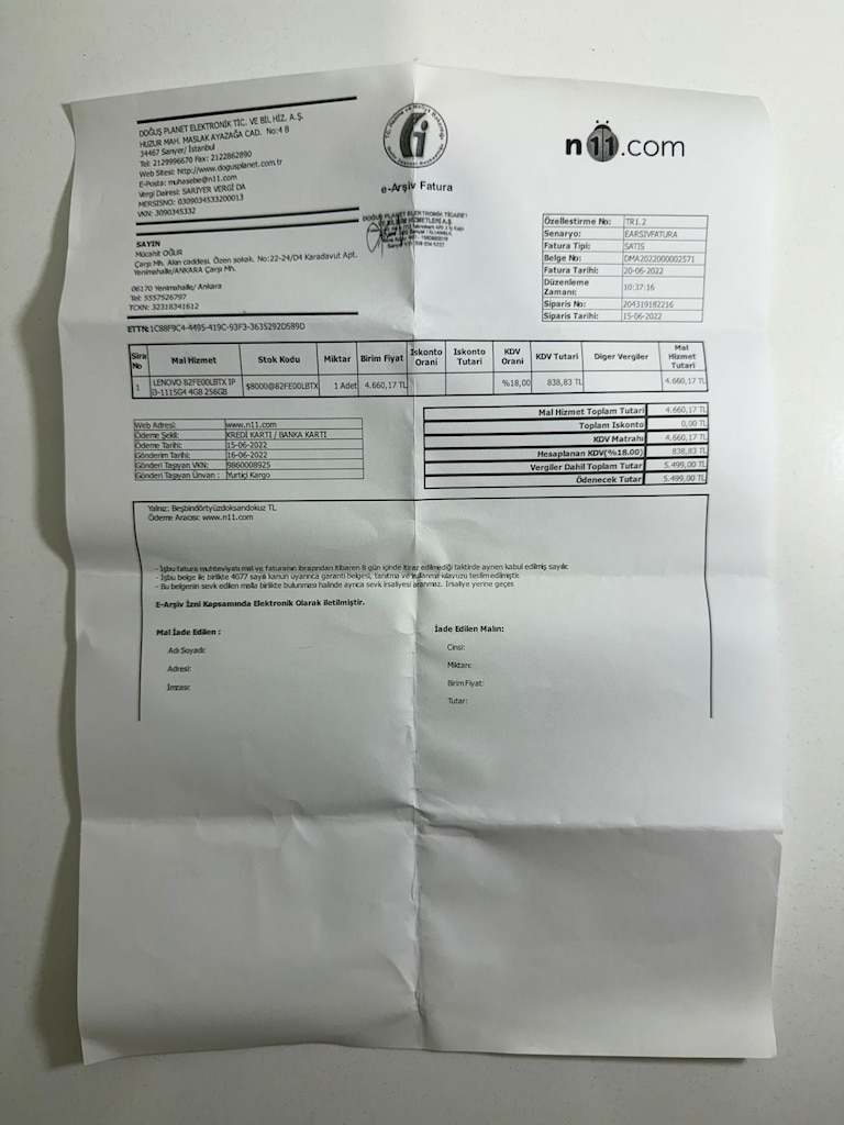 Çok Az Kullanılmış Lenovo i3 11.Nesil | 256GB SSD - 3
