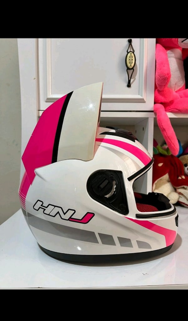 PEMBE KEDİ KULAKLI MOTORSİKLET KASKI - 2