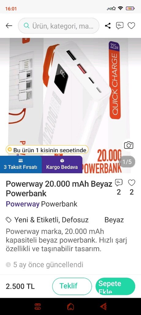 powerbank 20000 hizli sarj iadeli - 9