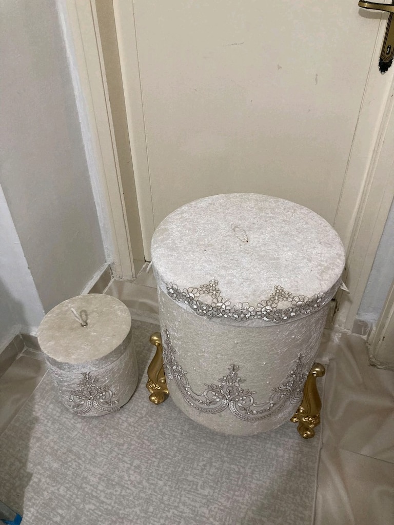 Nakışlı kirli sepeti seti - 4
