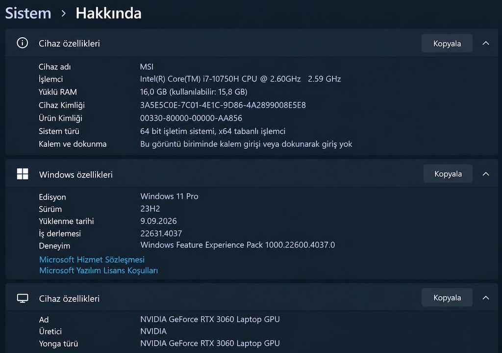 MSI RTX 3060 i7-10750H 16GB RAM 1 TB SSD 144 Hz - 2