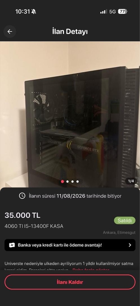 Satıldı 4060 Ti i5-13400F - 2