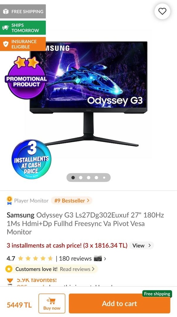 samsung Odyssey G3 27’ - 4