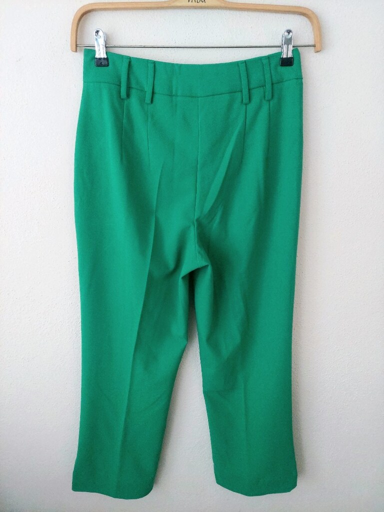 Bayan yeşil renk kumaş pantolon - 5
