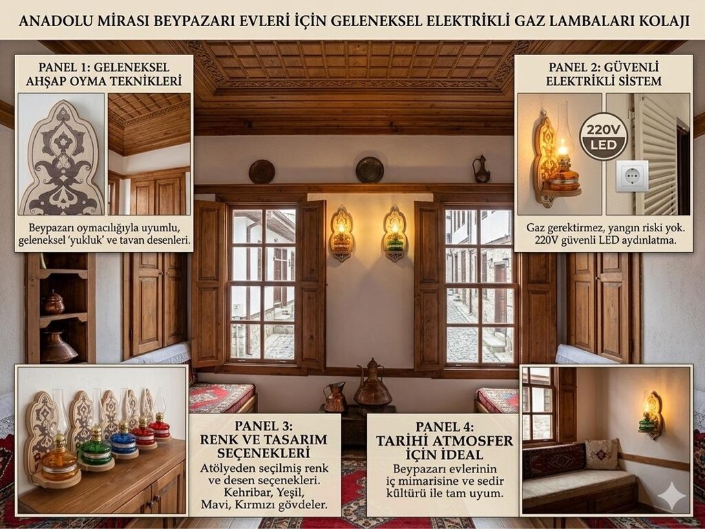 Tescilli Dimmerlı Nostaljik Elektrikli Gaz Lambası - 4
