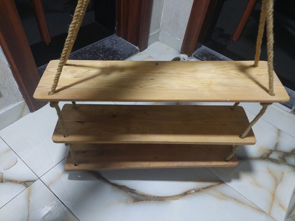 Ahşap halatlı raf. 70x20 cm. - 6