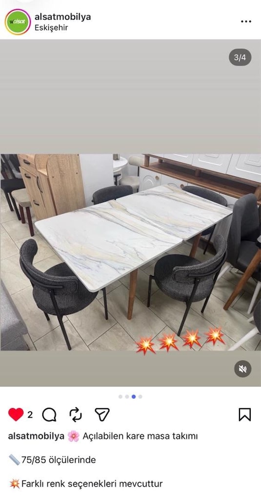 Açılabilen masa takımı 4 sandalyeli sıfır - 3