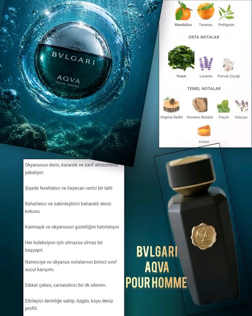 Bulgri AQVA Pour Homme Muadilidir 110 CC Top Kalite Erkek Parfüm