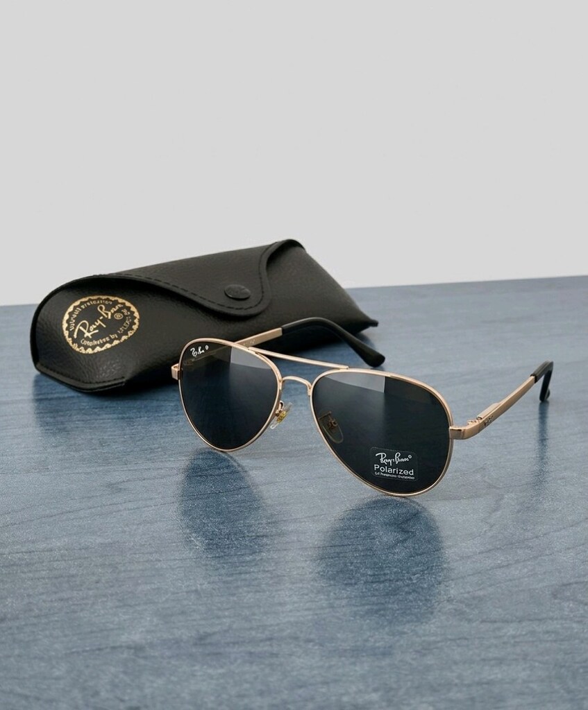 RayBan Gold Çerçeveli Siyah Polarize Cam Klasik Aviator Güneş Gözlüğü - 3