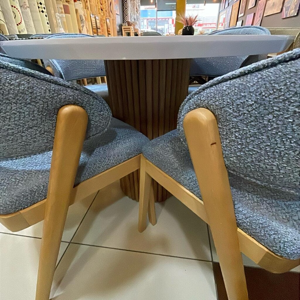 100 cm High Gloss Masa Takımı – 4 Hera Sandalye - 4