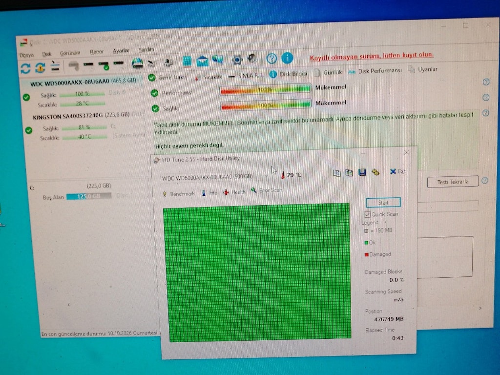 WD BLUE 500GB SATA SAĞLIK 100 MASAÜSTÜ HARDDİSK - 3