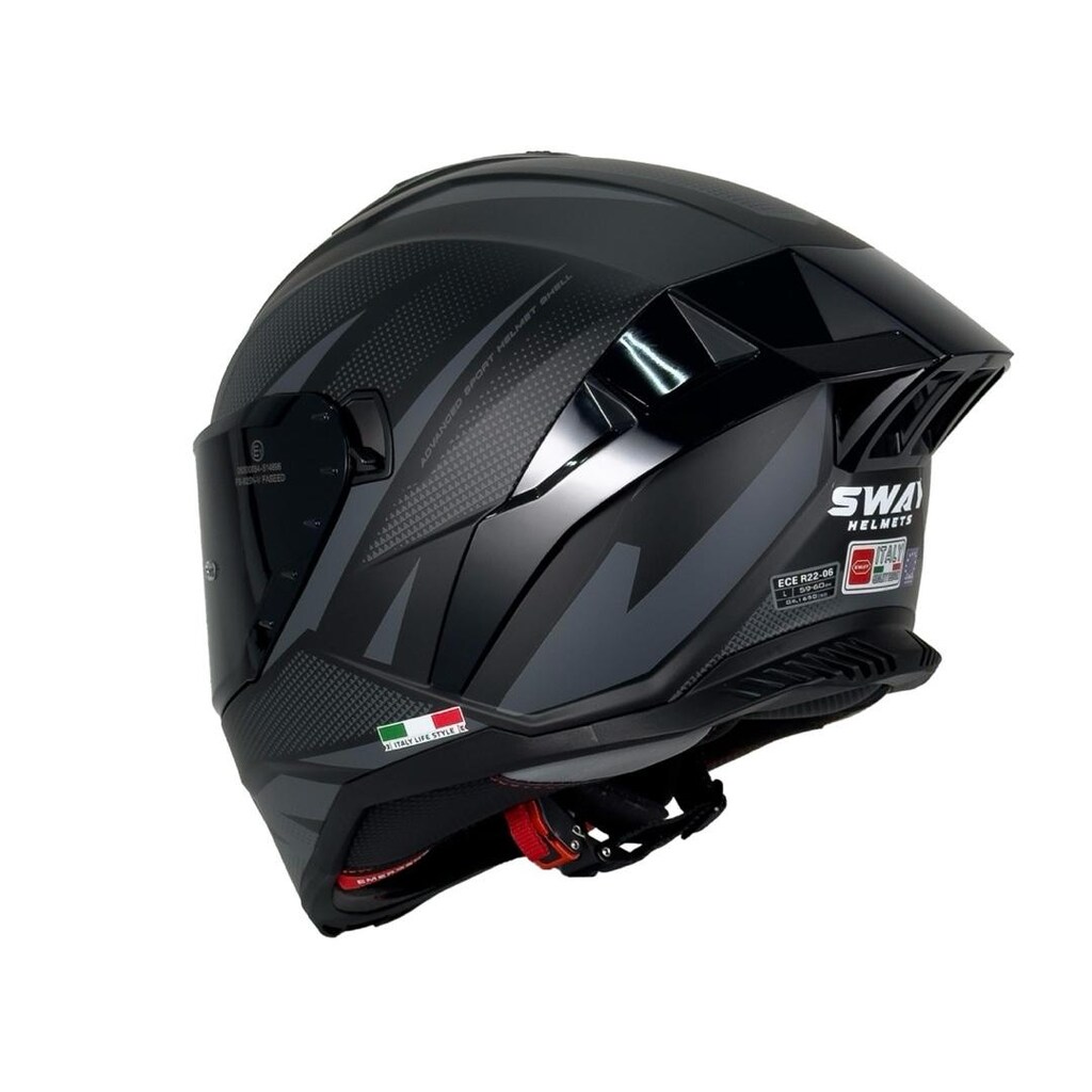 SWAY SW-867 ASPHALT KAPALI KASK - Siyah/Gri - 4