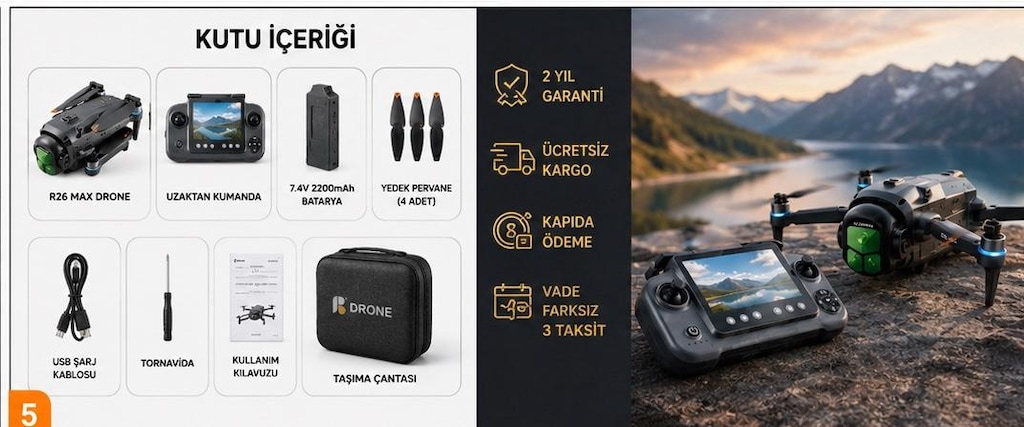 26 MAX YEMLEME DRONU 50 GRMA KADAR YÜK TAŞIMA 1 KM MENZİL ÇİFT BATARYA - 6