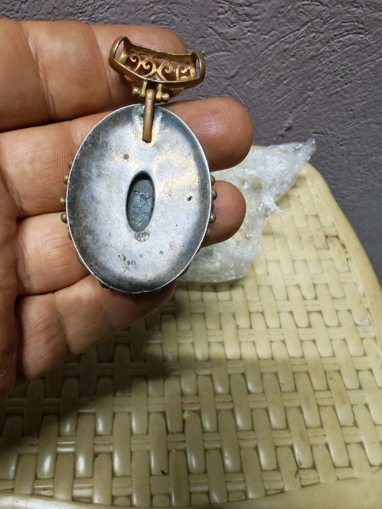 gümüş işlemeli kolye ucu - 2
