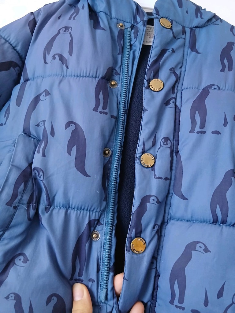 Zara BabyBoy Erkek Su İtici Penguen Desenli Şişme Mont(12-18 Aylık) - 5