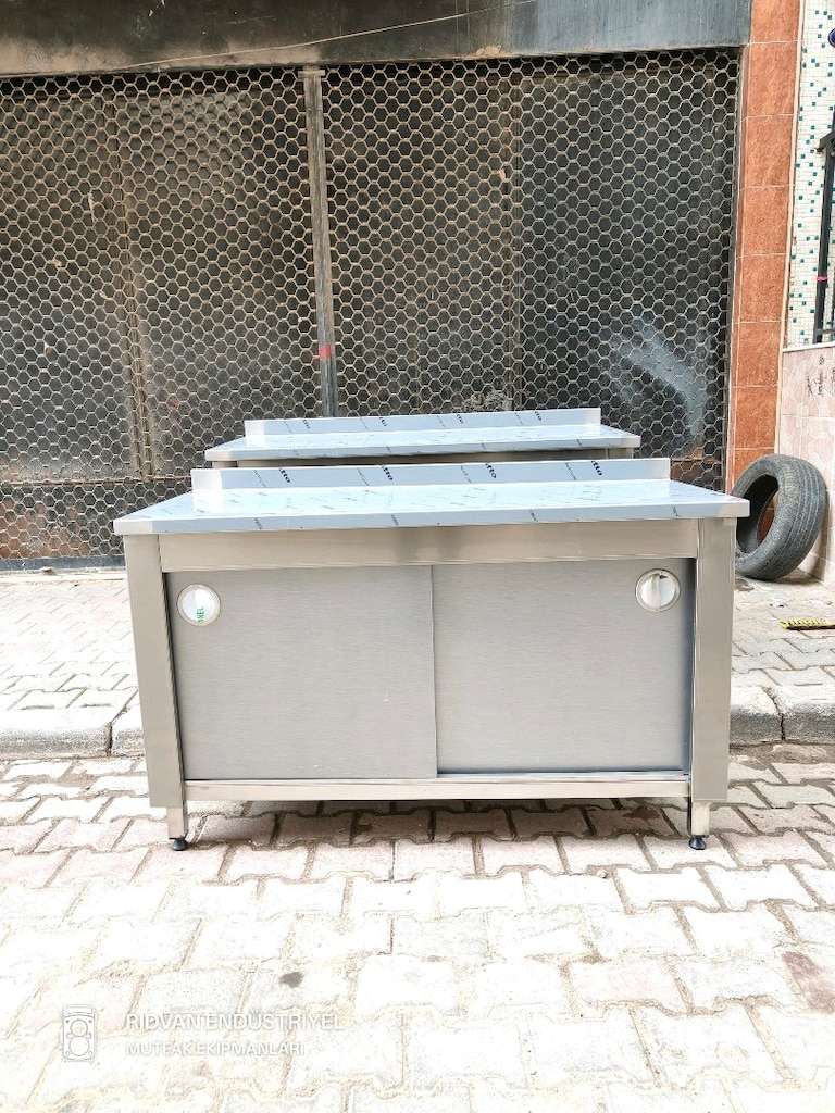 140 cm krom tezgah hazır mutfak krom çalışma tezgahı endüstriyel tezga - 16
