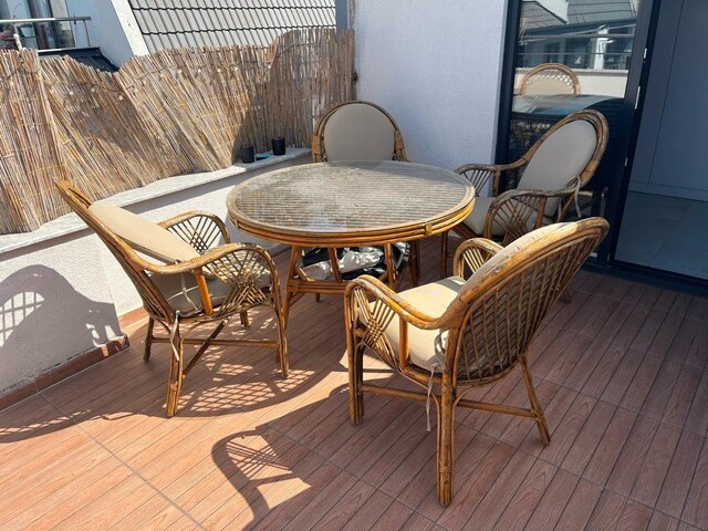 bambu minderli balkon teras takımı