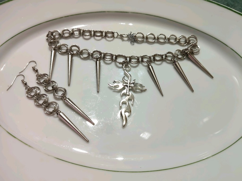 gotik Haçlı Choker kolye - 2