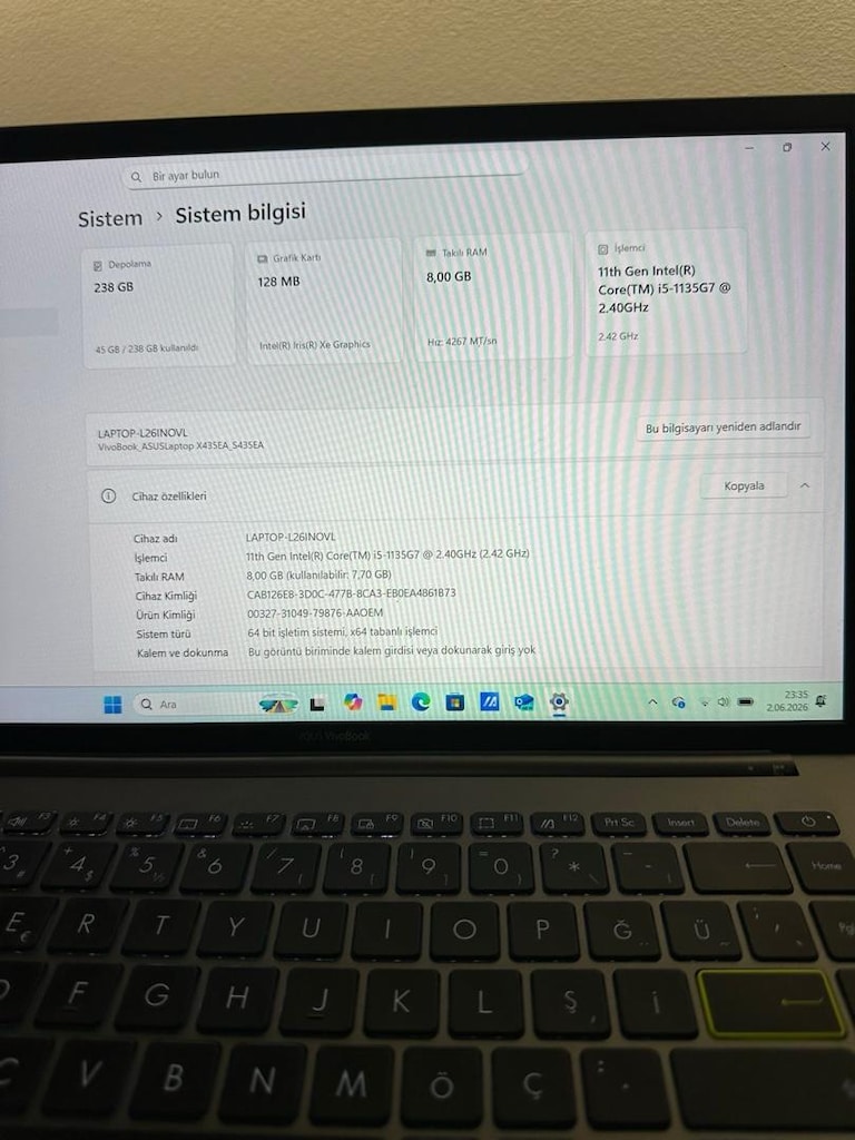 Asus VivoBook i5 11.nesil 8GB Ram 256GB SSD - 7