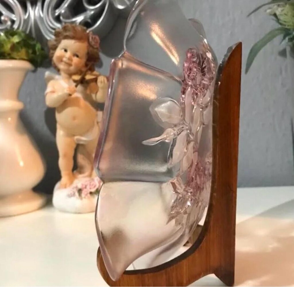ALMAN MİKASA PEMBE KRİSTAL KABARTMA GÜL DESENLİ DEKOR & SUNUM TABAĞI - 5