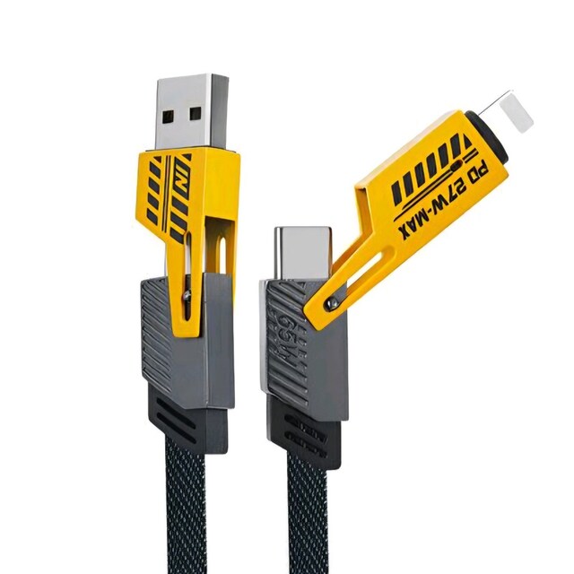 4 in 1 Hızlı Şarj Kablosu 65W PD & 27W, 1 metre, USB-C / Lightning / U