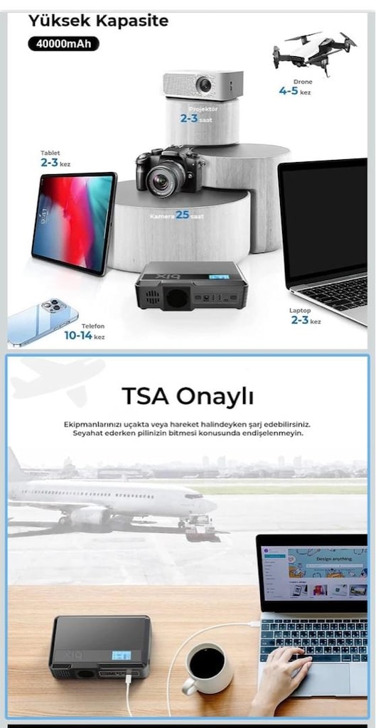 Bix PB401 40000MAH 230V 100W Ac Priz, 2*usb-A, 60W Type-C Giriş ve Çık - 3