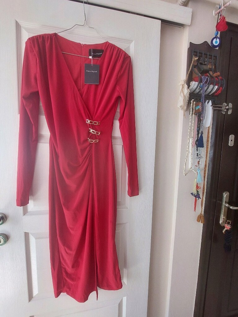 çok şık liralık draprli elbise - 9