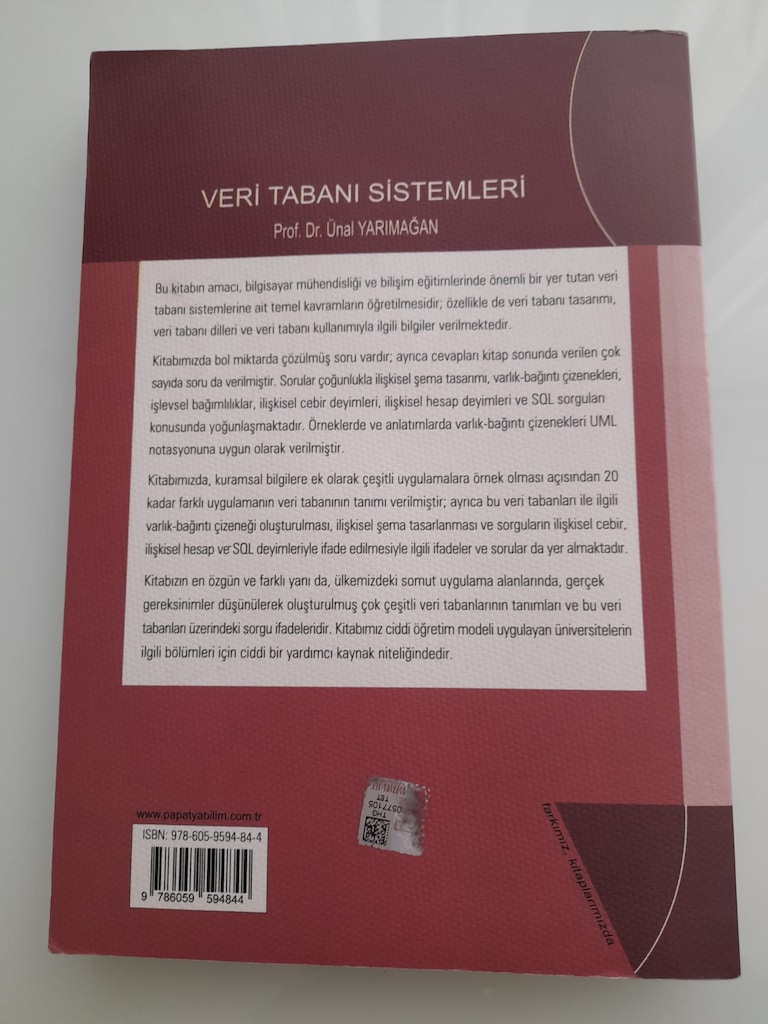 VERİ TABANI SİSTEMLERİ ÇÖZÜMLÜ ÖRNEKLERLE KİTABI 250 TL - 2