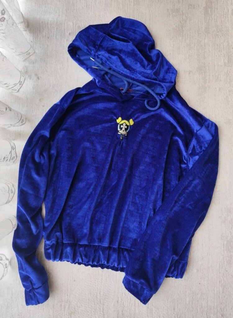 KADİFE MAVİ KAPŞONLU SWEAT EŞOFMAN ÜST S M - 3