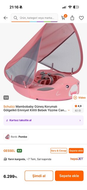 Bebek mambobaby güneş korumalı gölgelikli emniyetli can simidi