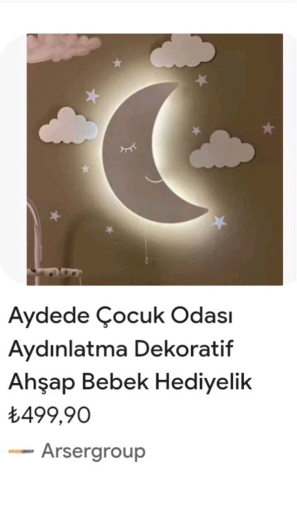 Aydede çocuk odası gece lambasıı. İkea ayna hediye.Pille çalışır. - 8