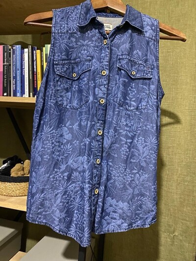 Hilfiger Denim Desenli Kolsuz Kot Gömlek – Orijinal, Çok Temiz