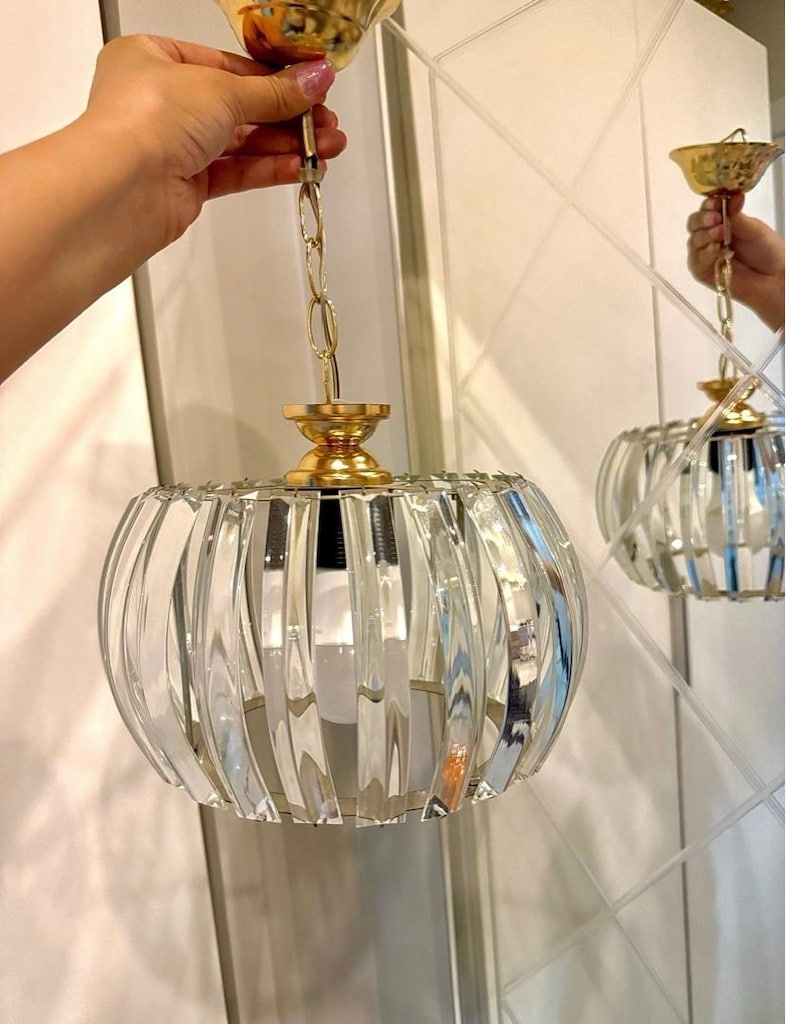 Kristal Taşlı Gold Detaylı Avize - 2