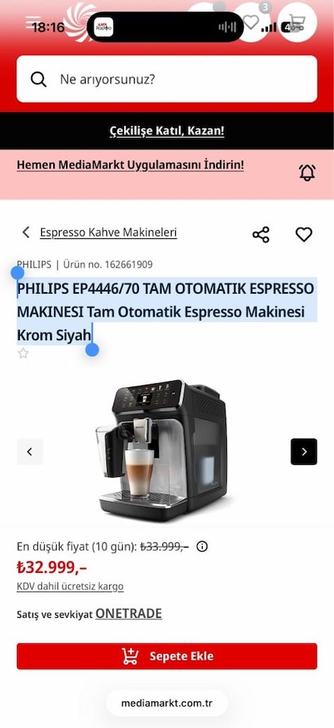 PHILIPS EP4446/70 TAM OTOMATIK ESPRESSO MAKINESI Tam Otomatik Espresso - 6