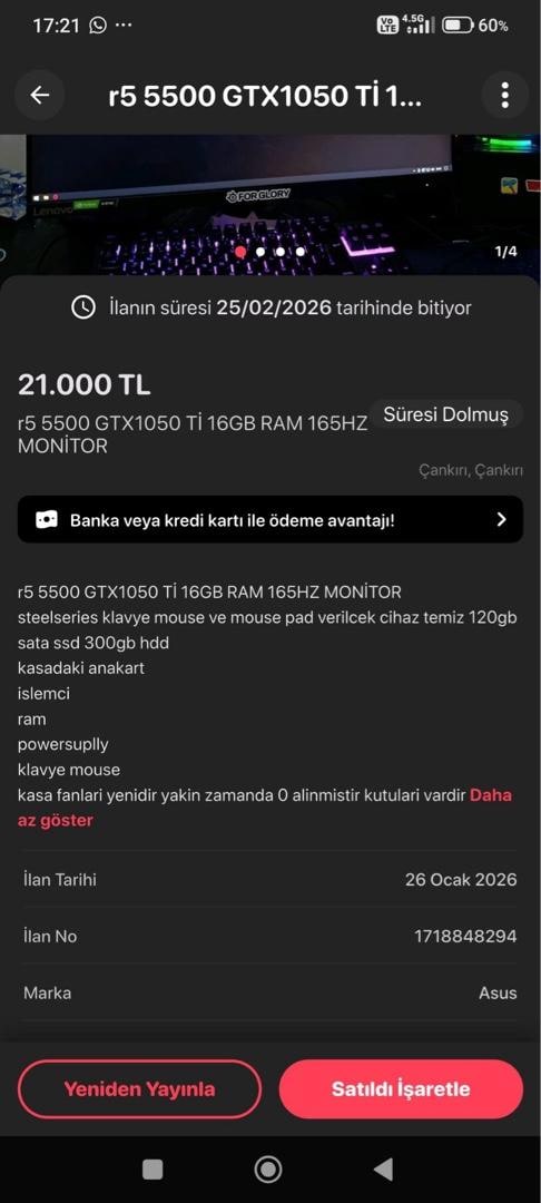 1050 Tİ R5 5500 F/P OYUNCU BİLGİSAYARI FULL SETUP - 5