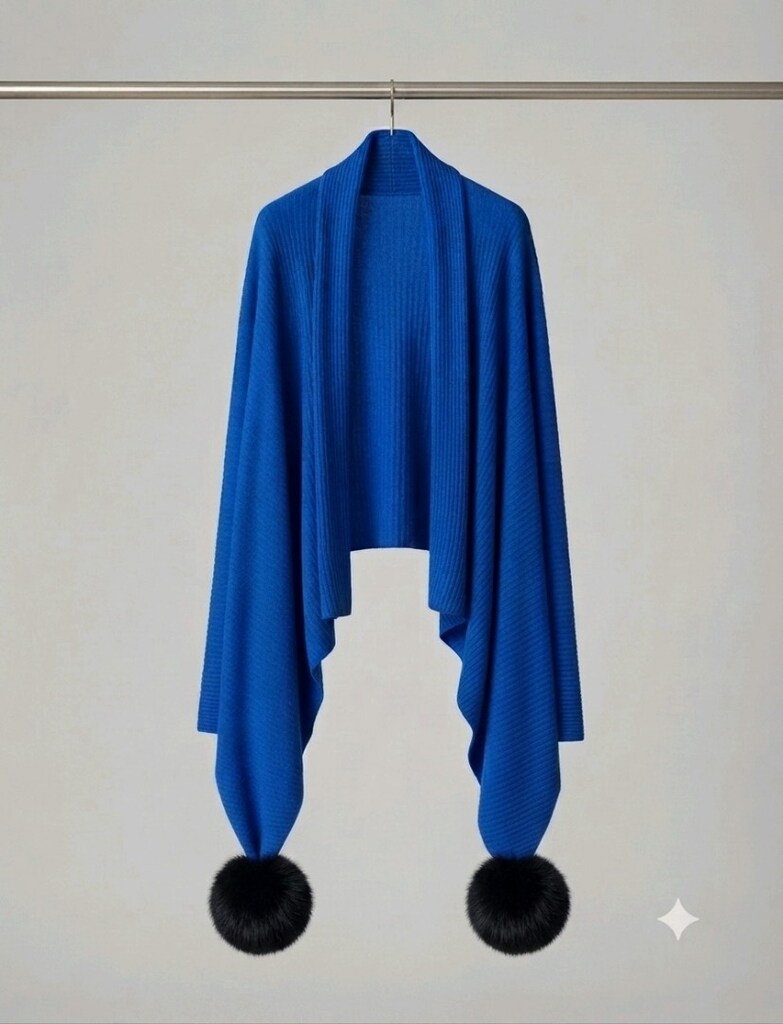 Mavi Salaş Triko Hırka / Şal Yelek Model - 5