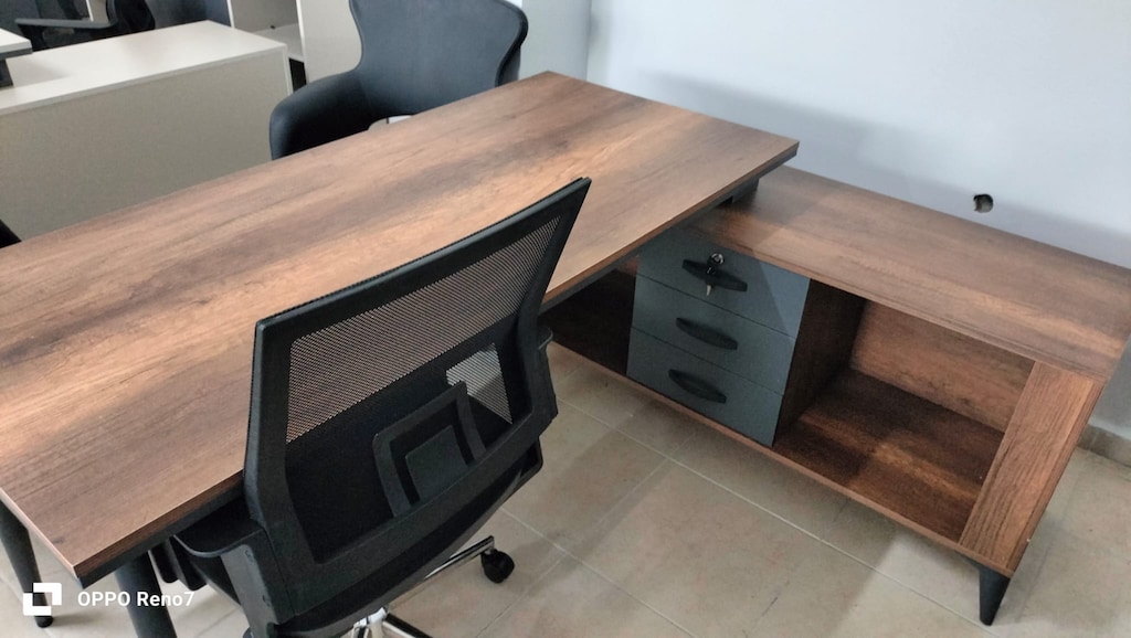 DEKOR BÜRO MOBİLYALARI 160X75 EKO CEVİZ MAKAM SETİ SIFIR - 3