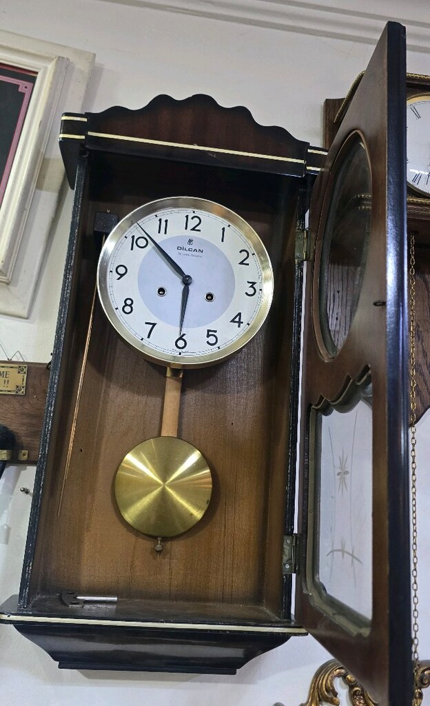 Vintage Alman Dilcan Sarkaclı ahşap kasa Duvar Saati ( çalışır) - 6