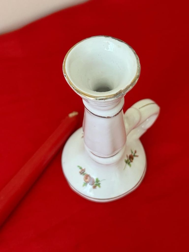 Vintage Porselen Kulplu Şamdan - 2