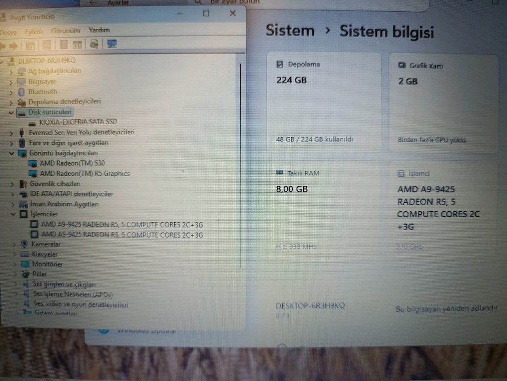 LENOVO IDEAPAD 330S | AMD A9 | 8 GB RAM | 240 GB SSD | 2 GB HARİCİ EKR - 7