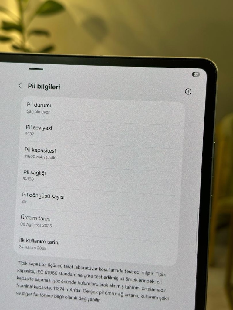Samsung Galaxy Tab S11 Ultra 256 GB PİL DÖNGÜSÜ :39 15 Ay garantili - 3