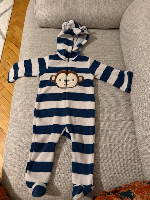 Çizgili Bebek Tulumu Ayaklı