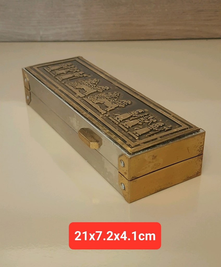 Antika Pirinç Metal Takı Mücevher Kutusu - 2