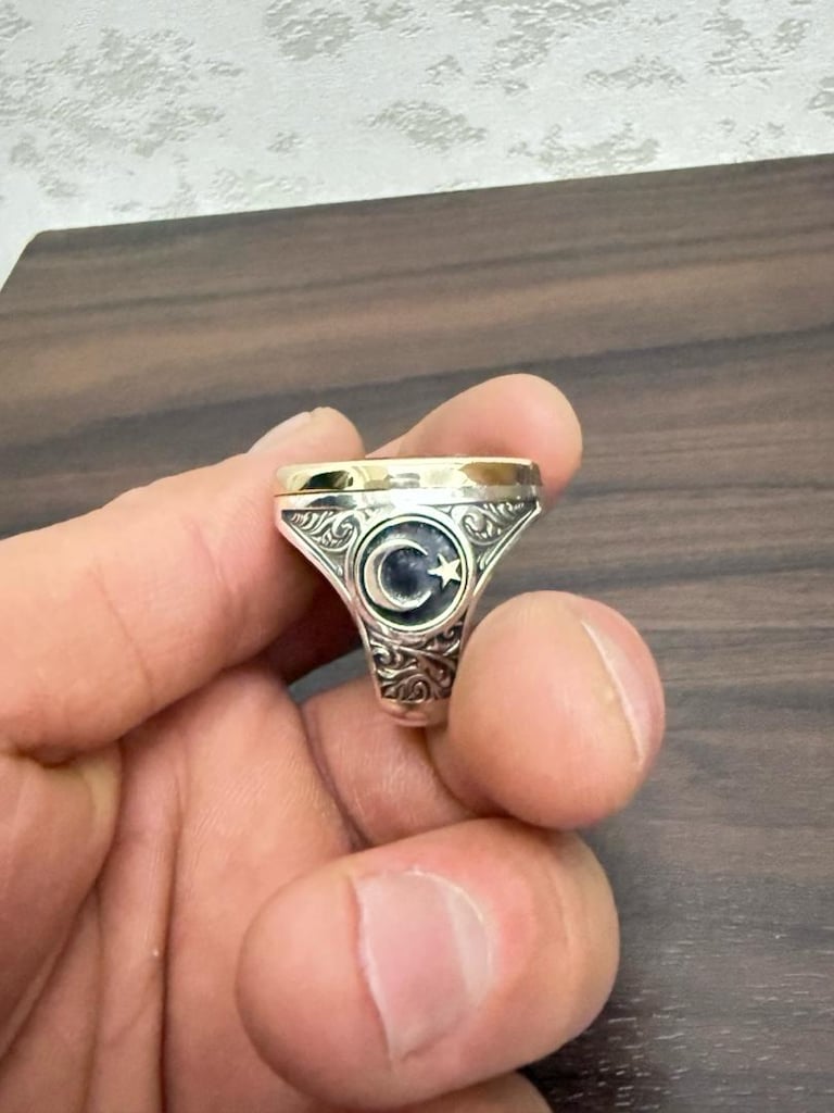 925 Ayar Gümüş Osmanlı Sembollü Erkek Yüzük Fiyat 7500TL 25.22Gr - 4