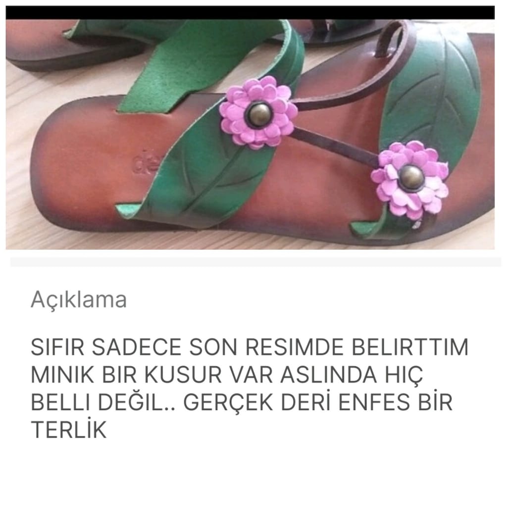 Yeşil Sandalet gerçek deri - 2