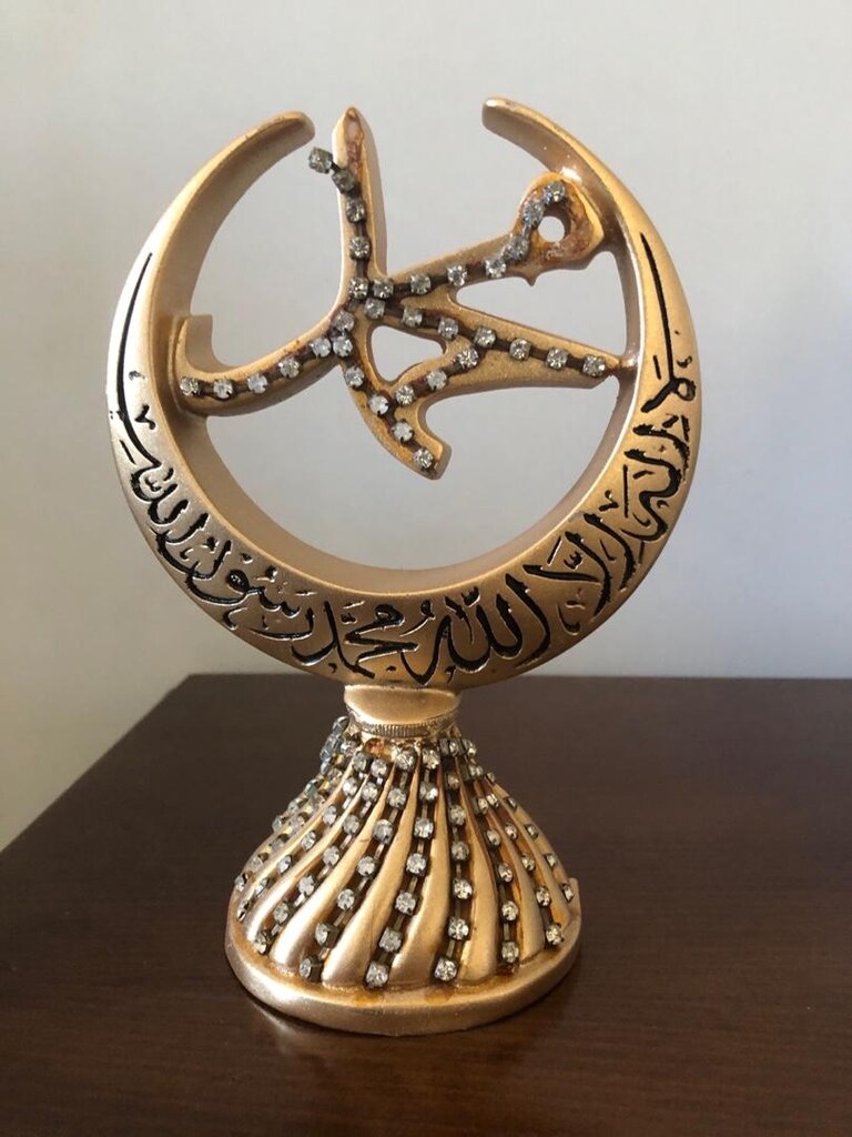 Allah Muhammet yazılı 2 gümüş ,2 altın rengi ev dekorasyonu - 5