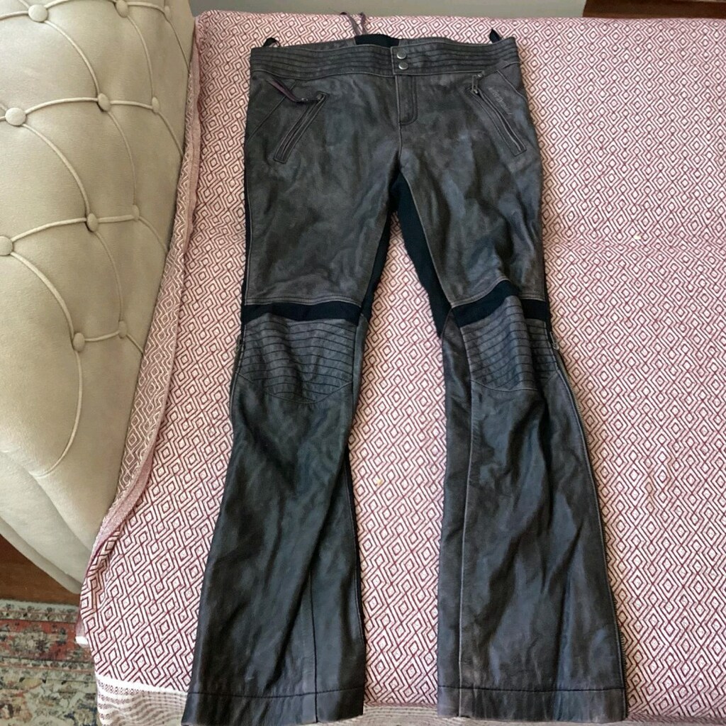 Harley Davidson mor tonlu kadın sürüş pantolonu. iç astarı saten mor. - 10