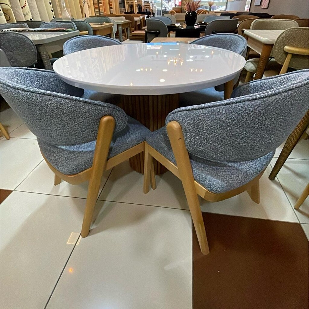 100 cm High Gloss Masa Takımı – 4 Hera Sandalye - 2