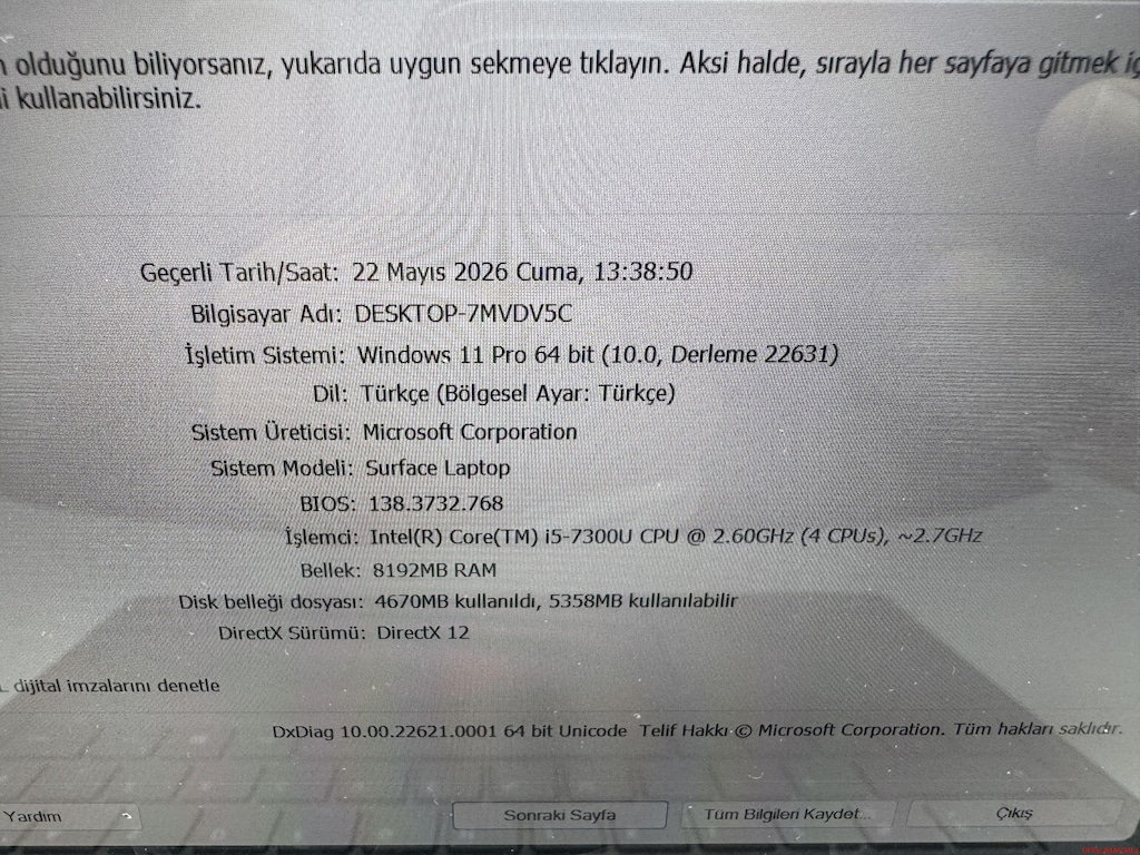 SURFACE İ5 7. NESİL 8 GB RAM 256 NVME DOKUNMATİK - 6