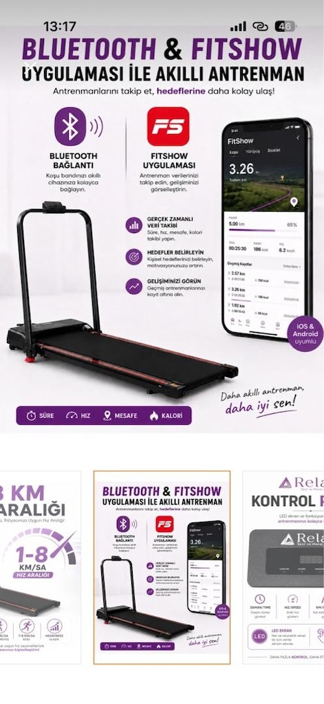Relax Katlanabilir Akıllı Koşu Bandı Bluetooth Temiz / Az Kullanılmış - 9